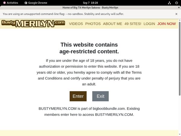Bustymerilyn.com Signup Page
